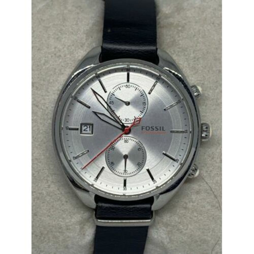 Fossil CH2975 Women's Black Leather Analog Silver Dial Quartz Genuine Watch Aa46